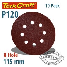 Tork Craft Sanding Disc Velcro 115mm 120 Grit With Holes 10/Pk