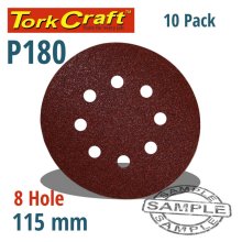 Tork Craft Sanding Disc Velcro 115mm 180 Grit With Holes 10/Pk