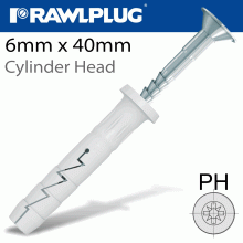 RAWLPLUG Hammer-In Fixing 6X40Mm Cyl Head X300 Per Jar