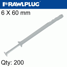 RAWLPLUG Csk Head Hammer Fixing With Steel Nail 6X60Mm X1000 Per Box Poly