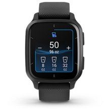 Garmin Venu Sq 2 - Music Edition Slate Bezel with Black Case and Silicone Band