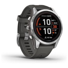 Garmin fenix 7S Pro, Solar Edition - Silver with Graphite Silicone Band