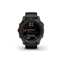 Garmin fenix 7 Pro, Sapphire Solar Edition - Carbon Grey DLC Titanium with Black Silicone Band
