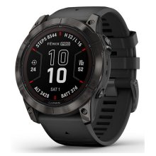 Garmin fenix 7X Pro, Sapphire Solar Edition - Carbon Grey DLC Titanium with Black Silicone Band