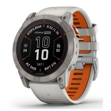 Garmin fenix 7X Pro, Sapphire Solar Edition - Titanium with Fog Grey/Ember Orange Silicone Band