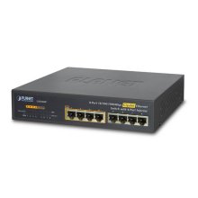 Planet 10" 8-Port 10/100/1000 Gigabit Ethernet Switch with 4-Port 802.3af PoE Injector (55W)