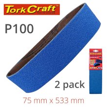 Sanding Belt Zirconium 75 X 533mm 100grit 2/Pack