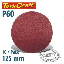 Tork Craft Sanding Disc Velcro 125mm No Hole 60 Grit 10/Pack