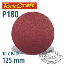 Tork Craft Sanding Disc Velcro 125mm No Hole 180 Grit 10/Pack