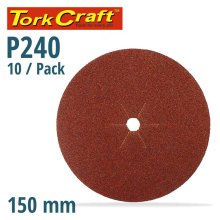 Tork Craft Sanding Disc 150mm 240 Grit Centre Hole 10/Pk
