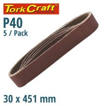 Tork Craft Sanding Belt 30 X 451 Power Hole 40 Grit 5/Pk