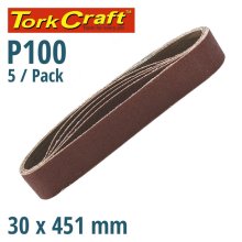 Tork Craft Sanding Belt 30 X 451 Power Hole 100 Grit 5/Pk