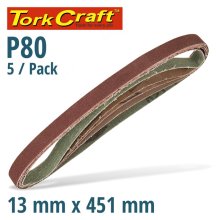 Tork Craft Powerfile Sanding Belt 13 X 451mm 80 Grit 5/Pk