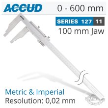 Accud Vernier Caliper Jaw Length 100mm 0-600mm/0-24"