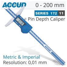 Accud Digital Point Depth Gauge 0-200mm/0-8"