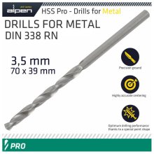 Alpen Pro HSS 3.5mm Drill Din 338 Rn 135 Split Point Plastic Wallet