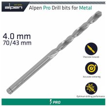 Alpen Pro HSS 4mm Drill Din 338 Rn 135 Split Point Plastic Wallet