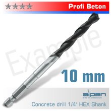 Alpen Concrete Profi Beton Drill Bit 10mm Hex Shank