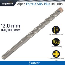 Alpen Force X 12.0 X160/100 Sds-Plus Drill Bit X4 Cutting Edges - Bulk Alpen Force X 12.0 X160/100 Sds-Plus Drill Bit X4 Cutting Edges - Bulk