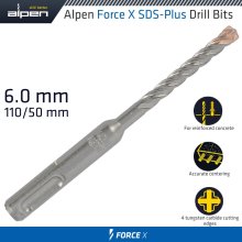 Alpen Force X 6.0 X 110/050 Sds-Plus Drill Bit X4 Cutting Edges