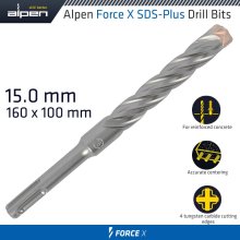 Alpen Force X 15.0 X160/100 Sds-Plus Drill Bit X4 Cutting Edges Alpen Force X 15.0 X160/100 Sds-Plus Drill Bit X4 Cutting Edges