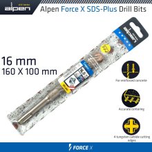 Alpen Force X 16.0 X160/100 Sds-Plus Drill Bit X4 Cutting Edges Alpen Force X 16.0 X160/100 Sds-Plus Drill Bit X4 Cutting Edges
