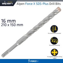 Alpen Force X 16.0 X 210/150 Sds-Plus Drill Bit X4 Cutting Edges Alpen Force X 16.0 X 210/150 Sds-Plus Drill Bit X4 Cutting Edges