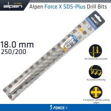 Alpen Force X 18.0 X 250/200 Sds-Plus Drill Bit X4 Cutting Edges Alpen Force X 18.0 X 250/200 Sds-Plus Drill Bit X4 Cutting Edges
