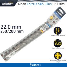 Alpen Force X 22.0 X 250/200 Sds-Plus Drill Bit X4 Cutting Edges Alpen Force X 22.0 X 250/200 Sds-Plus Drill Bit X4 Cutting Edges