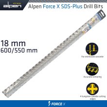 Alpen Force X 18.0 X 600/550 Sds-Plus Drill Bit X4 Cutting Edges Alpen Force X 18.0 X 600/550 Sds-Plus Drill Bit X4 Cutting Edges