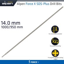 Alpen Force X 14.0 X 1000/950 Sds-Plus Drill Bit X4 Cutting Edges Alpen Force X 14.0 X 1000/950 Sds-Plus Drill Bit X4 Cutting Edges