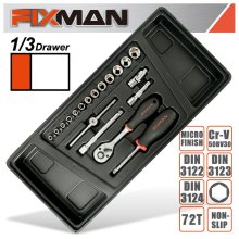 Fixman Tray 19 Piece 1/4" Drive Sockets And Accessories