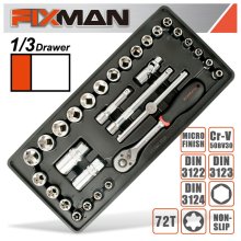 Fixman 31-Pc 3/8"Dr.Sockets & Accessories