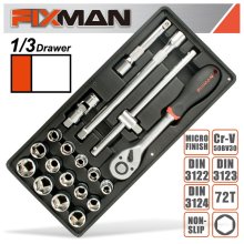 Fixman 19-Pc 1/2" Dr.Sockets & Accessories