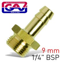 Gav Hose Tail Brass 1-4 Mx9mm