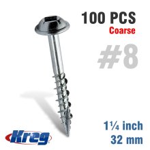 Kreg Pocket Hole Screws 1-1/4" #8 Coarse Washer Head 100ct