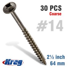 Kreg Pocket Hole Screws 2-1/2" #8 Coarse Washer Head 30ct