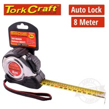Tork Craft Measuring Tape Self Lock 8m X 25mm S/S & Rubber Casing Matt Finish