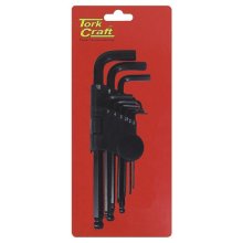 Tork Craft Hex Key Set 9pc Ball Point 1.5-10mm Carded Cr-V