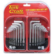 Tork Craft 18 Pce Combo Hex Key Chrome Vanadium Set Tork Craft 18 Pce Combo Hex Key Chrome Vanadium Set