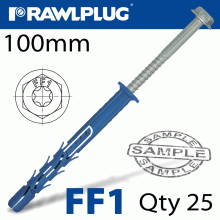 RAWLPLUG Nyl Frame Fixing Zp + Collar Hex Screw 9.8Mmx100Mm X25 -Box