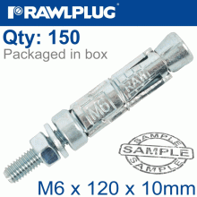RAWLPLUG Projecting Bolt M6X65X10Mm X150 -Box