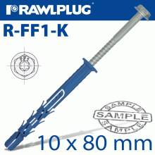 RAWLPLUG Nyl Frame Fixing Zp + Collar Hex Screw 9.8Mmx80Mm X6 -Bag