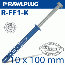 RAWLPLUG Nyl Frame Fixing Zp + Collar Hex Screw 9.8Mmx100Mm X6 -Bag