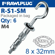 RAWLPLUG Interset Cavity Fixing M4X32Mm X6-Bag Hook