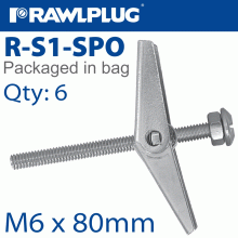 RAWLPLUG Spring Toggle+Screw M6X80Mm X6-Bag
