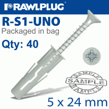 RAWLPLUG Universal Plug With Screw 5X24Mm 40 Per Bag