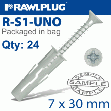 RAWLPLUG Universal Plug With Screw 7X30Mm 24 Per Bag