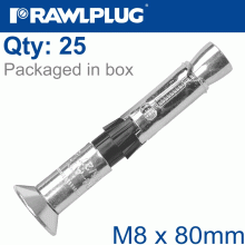 RAWLPLUG R-Spl Ii Safety Plus - Countersunk M8X80Mm X25 Per Box RAWLPLUG R-Spl Ii Safety Plus - Countersunk M8X80Mm X25 Per Box