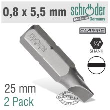 Schroder Slotted Bit 0.8x5.5mm 25mm 2cd
